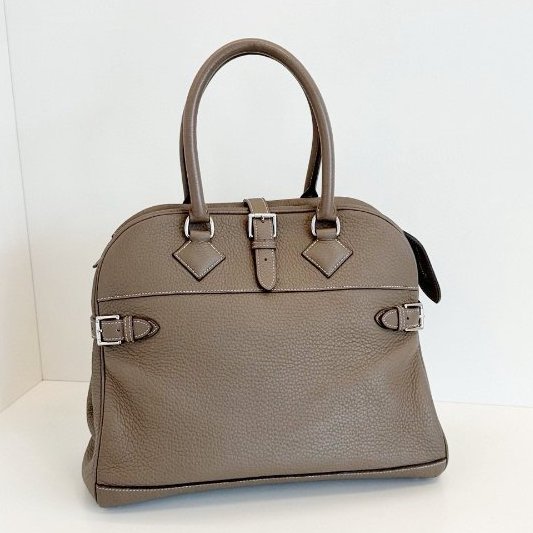 Hermes愛馬仕 Atlas35 大象灰銀扣手提包 TC皮-0