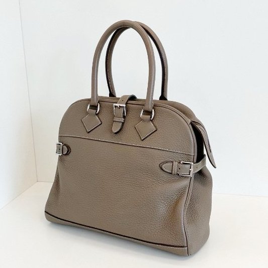 Hermes愛馬仕 Atlas35 大象灰銀扣手提包 TC皮-3