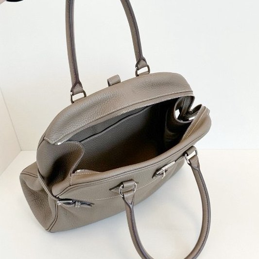 Hermes愛馬仕 Atlas35 大象灰銀扣手提包 TC皮-9
