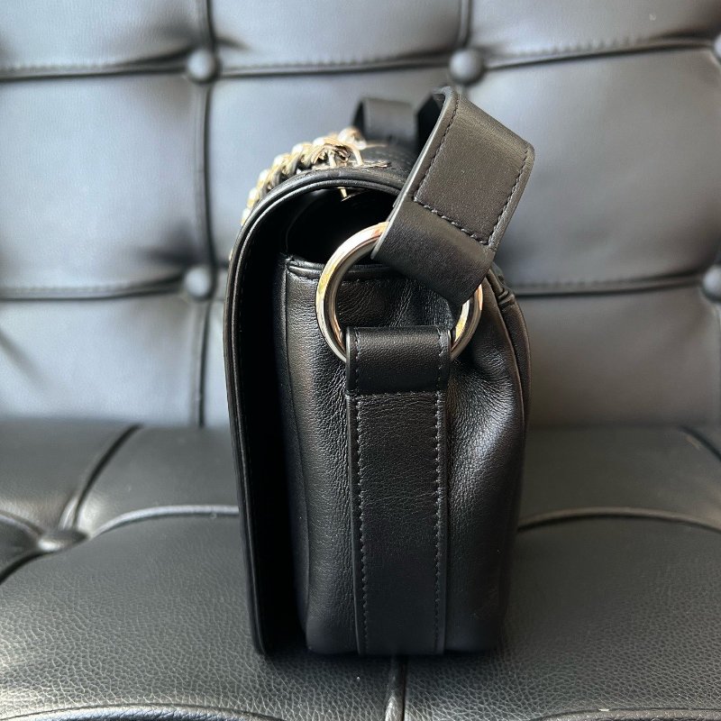 近新品 香奈兒/Chanel 黑銀菱格紋鏈條肩背包-2