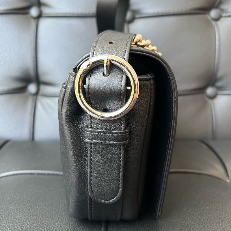 近新品 香奈兒/Chanel 黑銀菱格紋鏈條肩背包-3