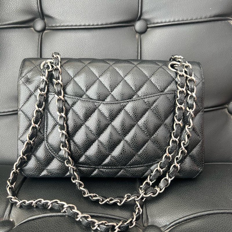 近新品 香奈兒/Chanel CF黑銀小號菱格紋 鏈條包-6