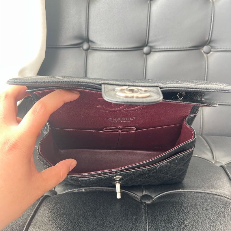 近新品 香奈兒/Chanel CF黑銀小號菱格紋 鏈條包-10