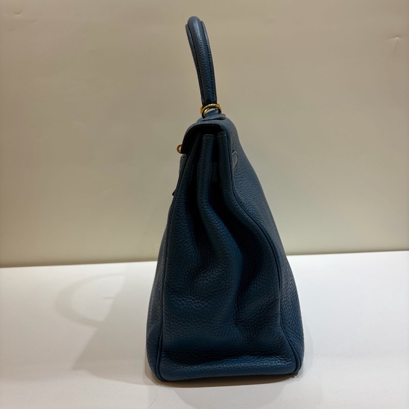 Hermes愛馬仕 Kelly35 Togo皮 普魯士藍 金扣 手提包-3