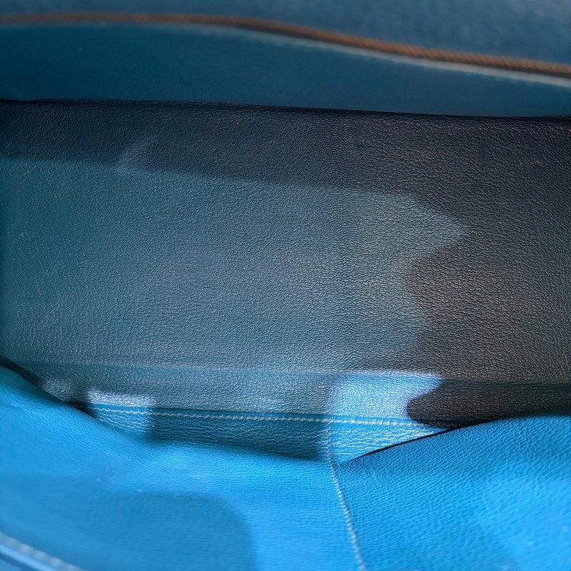 Hermes愛馬仕 Kelly35 Togo皮 普魯士藍 金扣 手提包-8