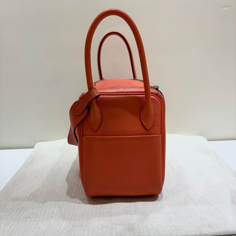 Hermes愛馬仕 Lindy26 罌粟橘 銀扣 X刻 手提肩背包-2