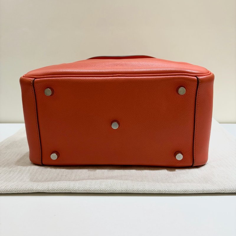 Hermes愛馬仕 Lindy26 罌粟橘 銀扣 X刻 手提肩背包-4