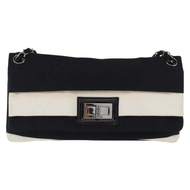 【日本直送】香奈兒 2.55 鏈條肩背包 尼龍材質 黑色 銀色 CC 標誌 正品 169050-12