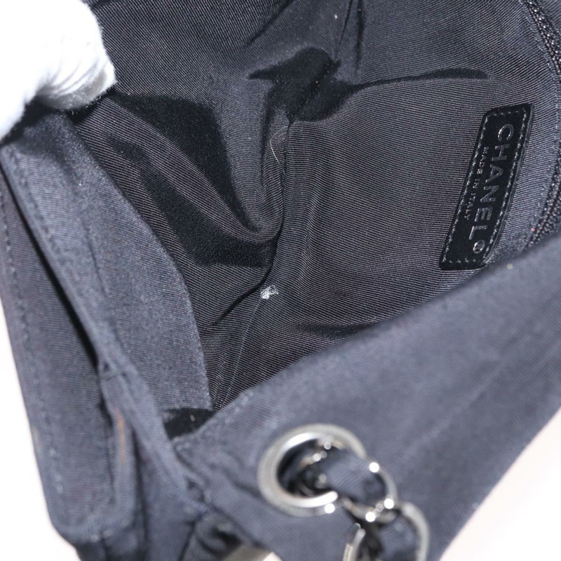 【日本直送】香奈兒 2.55 鏈條肩背包 尼龍材質 黑色 銀色 CC 標誌 正品 169050-23