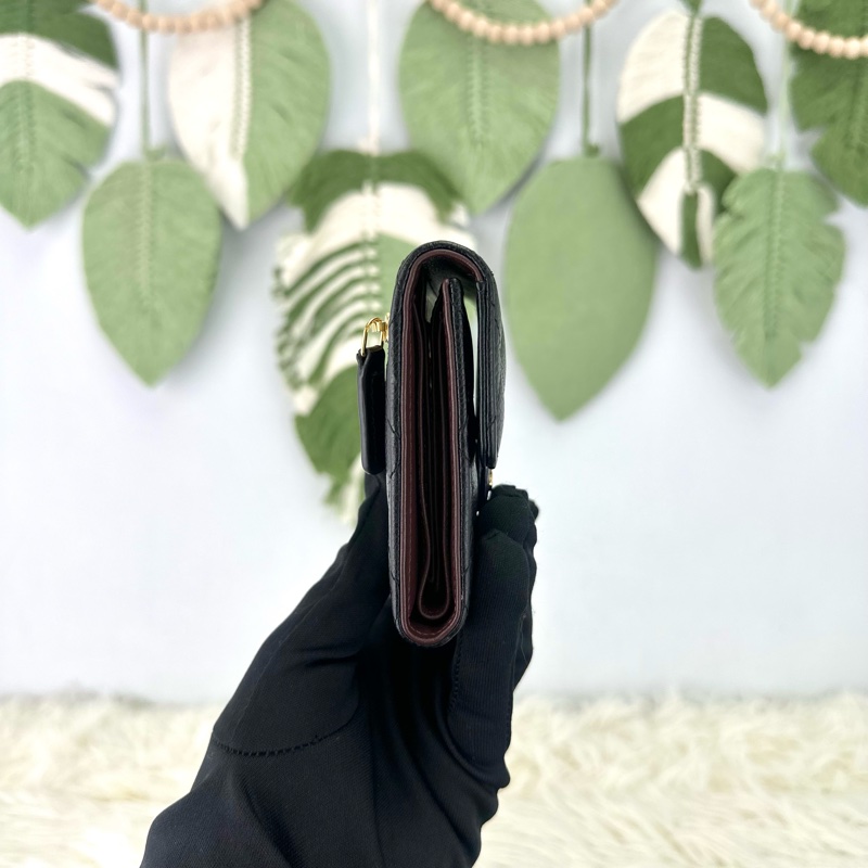 CHANEL 黑金荔皮牛皮三摺銀包 晶片款 全套有單-2