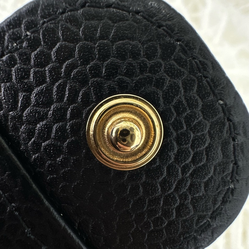 CHANEL 黑金荔皮牛皮三摺銀包 晶片款 全套有單-11