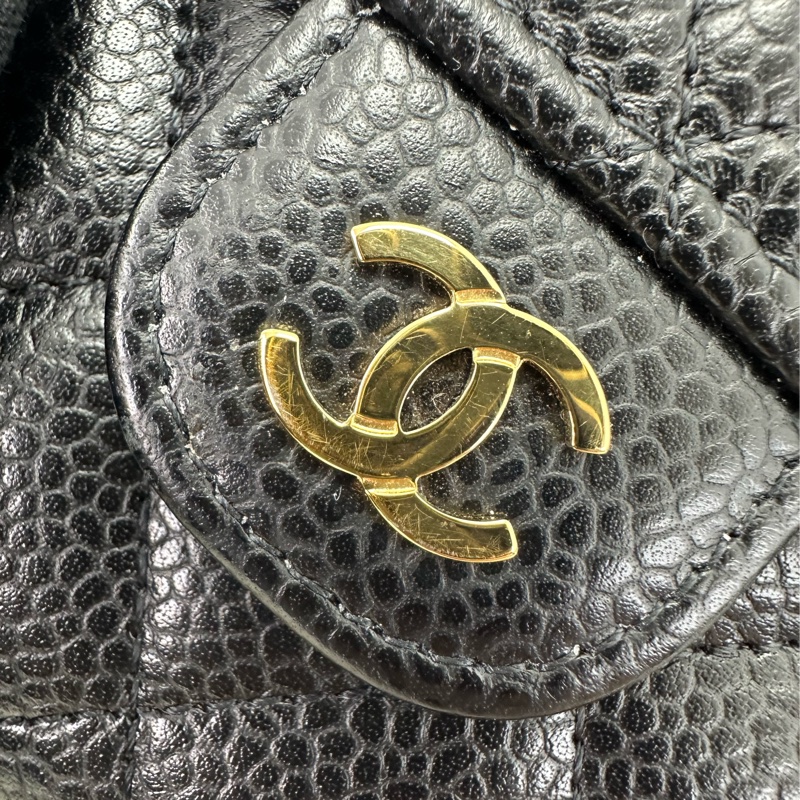 CHANEL 黑金荔皮牛皮三摺銀包 晶片款 全套有單-12