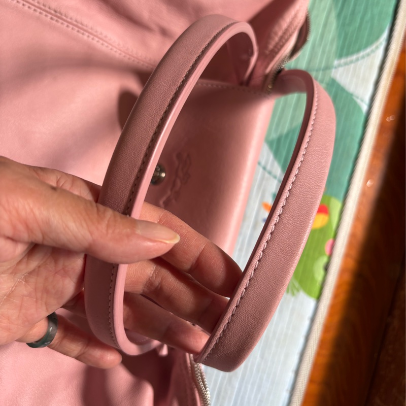 限時大降價～Longchamp 絕版小羊皮 S號 淡粉色95成新 唯底部四角微磨損（正常使用痕跡）-2