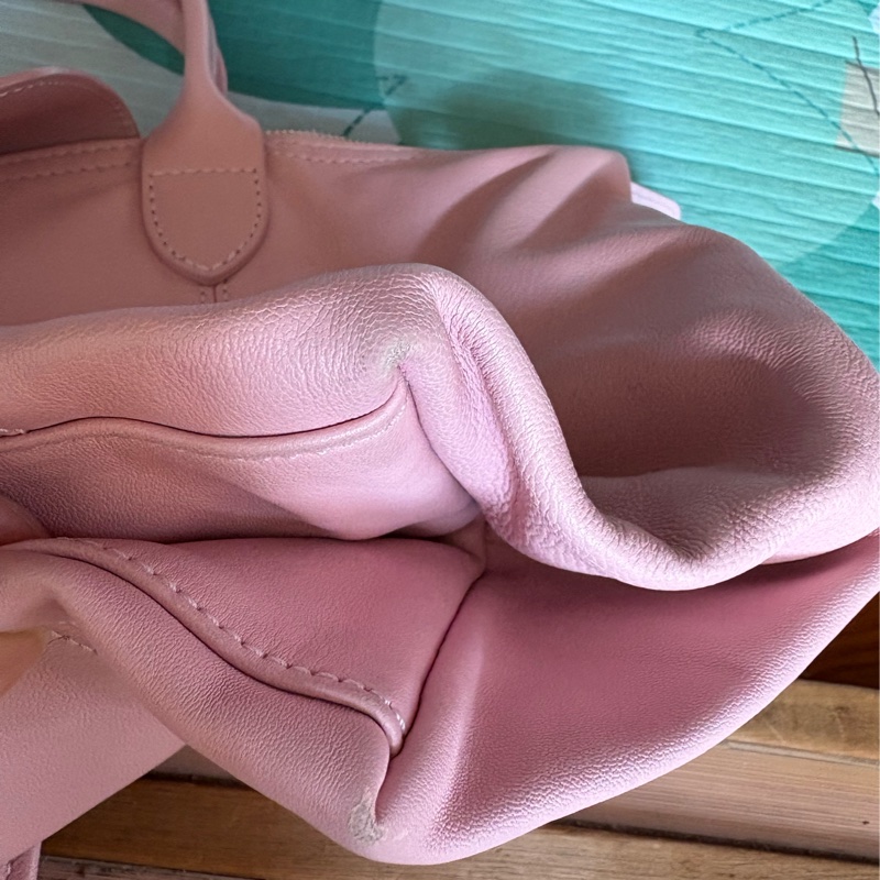 限時大降價～Longchamp 絕版小羊皮 S號 淡粉色95成新 唯底部四角微磨損（正常使用痕跡）-11