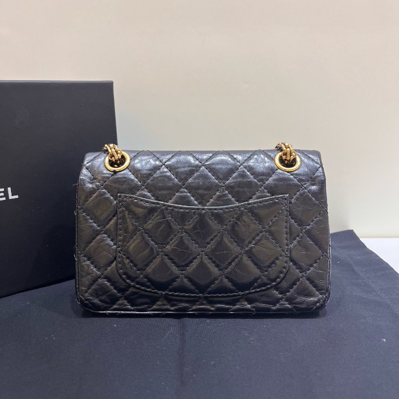 香奈兒/Chanel 黑金牛皮油蠟皮2.55迷你鏈條包-1