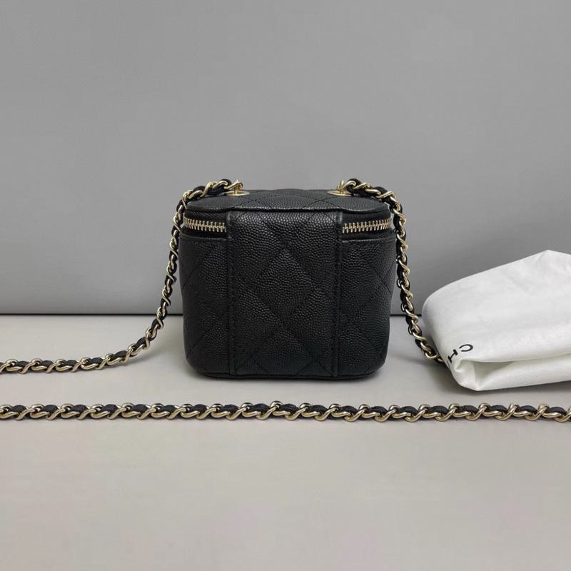 Chanel香奈兒 黑金牛皮荔枝紋mini盒子包-1