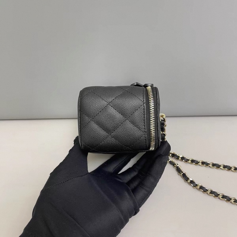 Chanel香奈兒 黑金牛皮荔枝紋mini盒子包-2