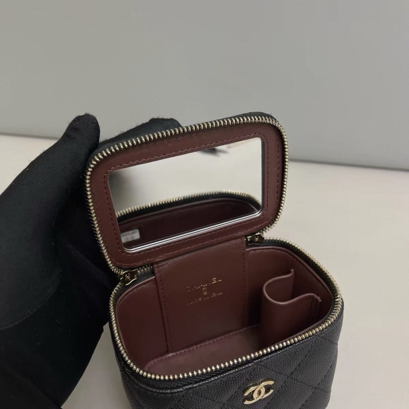 Chanel香奈兒 黑金牛皮荔枝紋mini盒子包-6