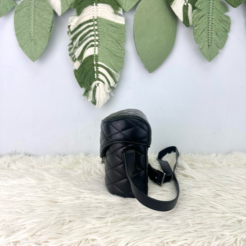 YSL JUNE BOX 黑銀羊皮盒子包 單肩斜肩包-2