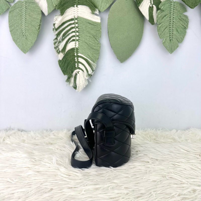 YSL JUNE BOX 黑銀羊皮盒子包 單肩斜肩包-3