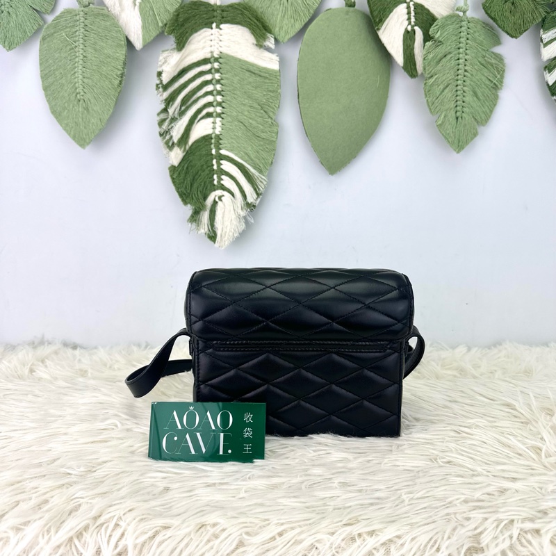 YSL JUNE BOX 黑銀羊皮盒子包 單肩斜肩包-4