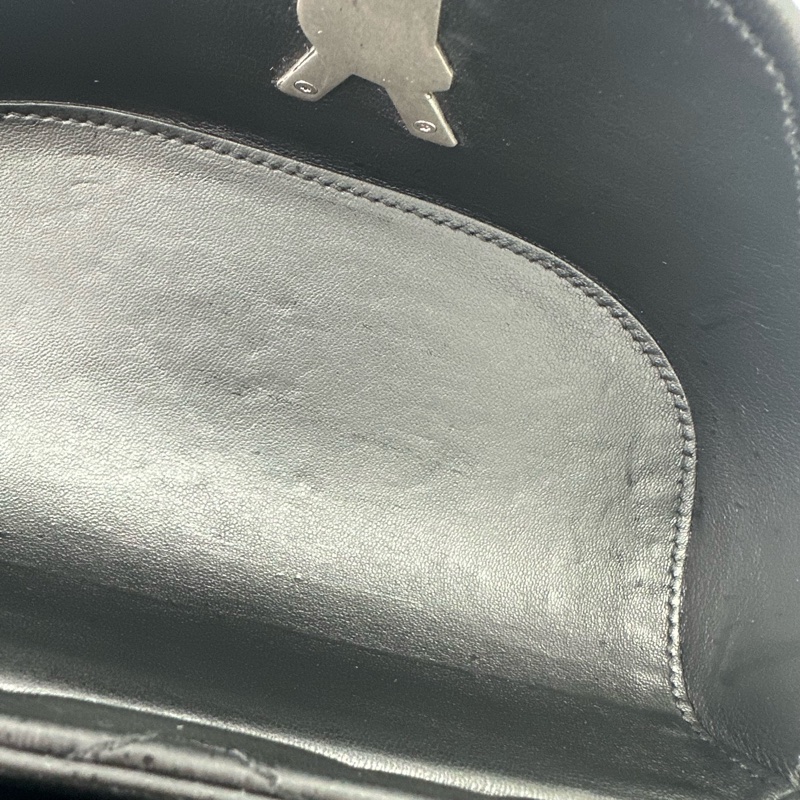 YSL JUNE BOX 黑銀羊皮盒子包 單肩斜肩包-7