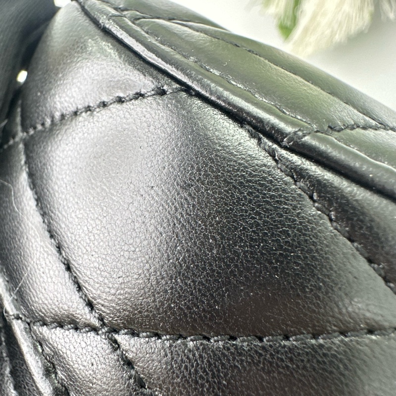 YSL JUNE BOX 黑銀羊皮盒子包 單肩斜肩包-9