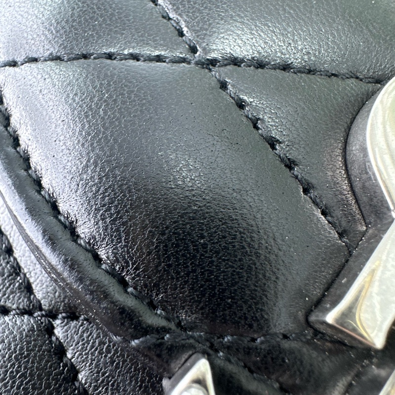 YSL JUNE BOX 黑銀羊皮盒子包 單肩斜肩包-12