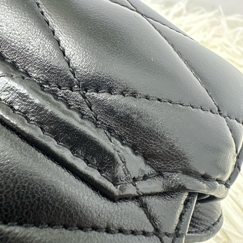 YSL JUNE BOX 黑銀羊皮盒子包 單肩斜肩包-14