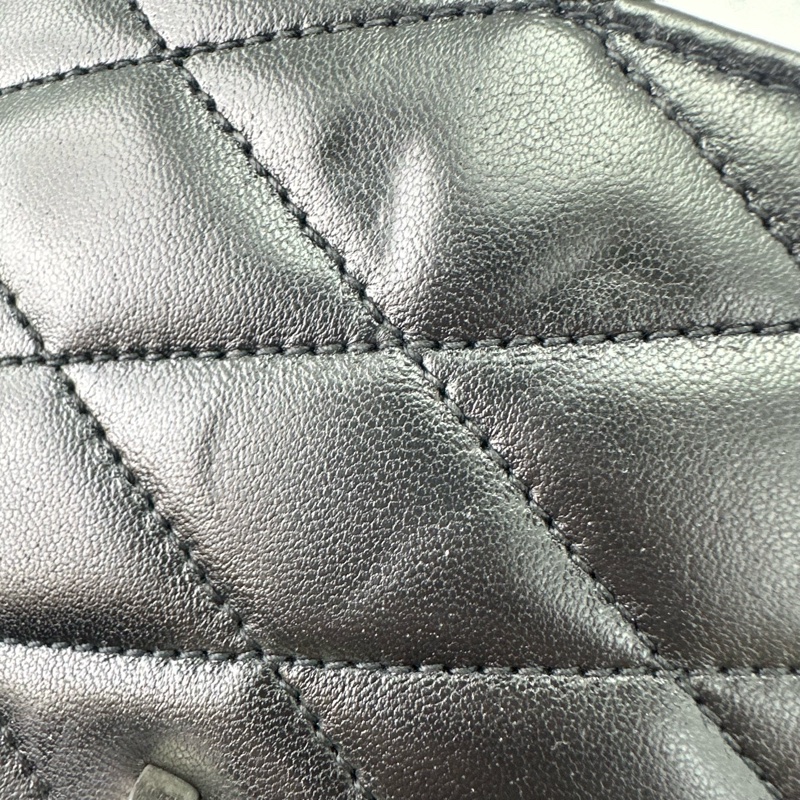 YSL JUNE BOX 黑銀羊皮盒子包 單肩斜肩包-15