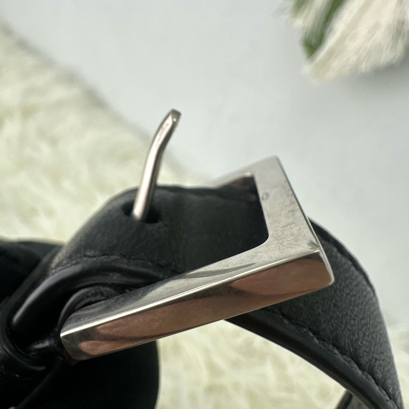 YSL JUNE BOX 黑銀羊皮盒子包 單肩斜肩包-21