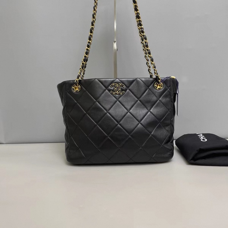 Chanel香奈兒 黑金全皮19bag黑金tote 芯片款-0