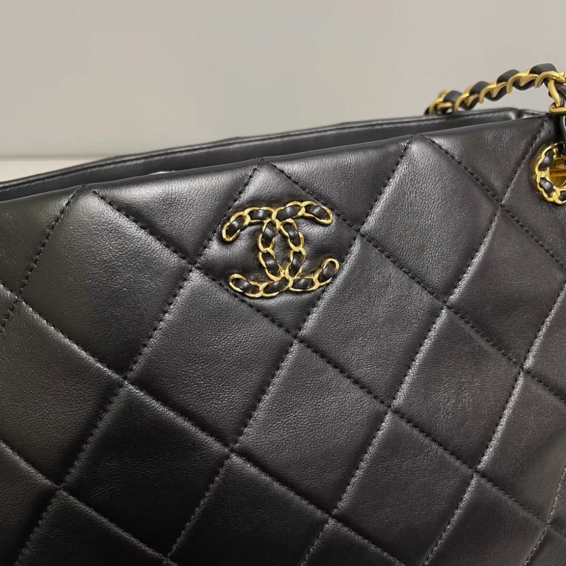 Chanel香奈兒 黑金全皮19bag黑金tote 芯片款-3