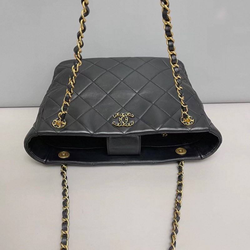 Chanel香奈兒 黑金全皮19bag黑金tote 芯片款-4