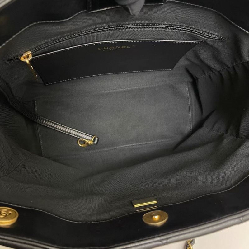 Chanel香奈兒 黑金全皮19bag黑金tote 芯片款-5