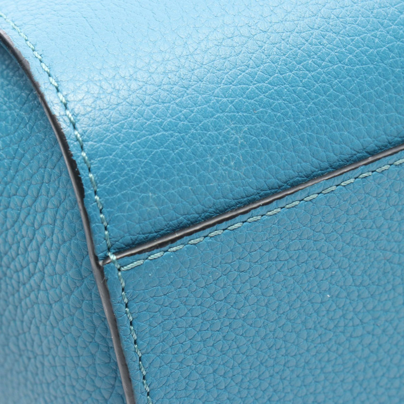 LOEWE 迷你吊床抽繩兩用肩包 手提包 皮革 藍色 二手 女款-5