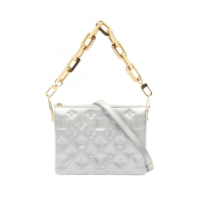 路易威登 Coussin BB 肩背包 M20567 Monogram 壓花皮革 銀色 二手-0