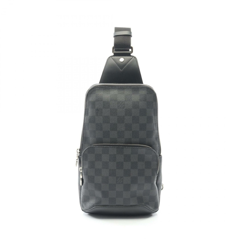 路易威登 Avenue 斜背腰包 N41719 Damier 石墨色帆布皮革黑色-0