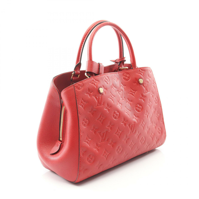 路易威登 Montaigne 中型單肩手提包 M41194 Monogram empreinte 紅色 二手-1