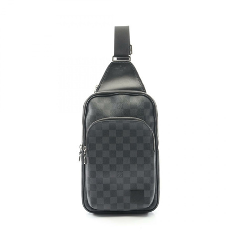 路易威登 Avenue 斜背腰包 N45302 Damier Graphite 帆布 黑色 二手 LV