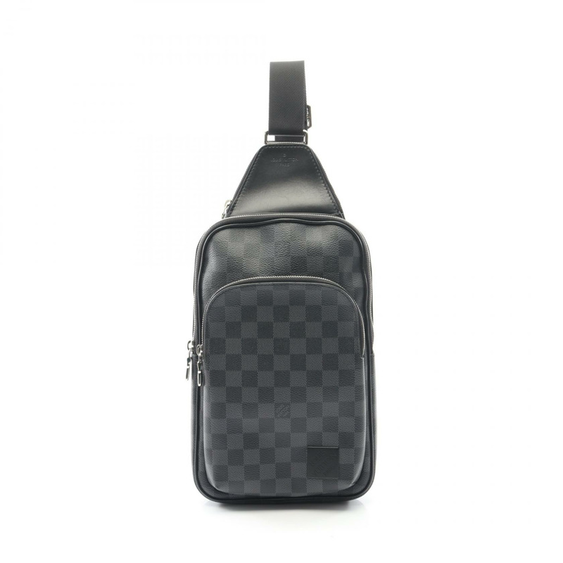 路易威登 Avenue 斜背腰包 N45302 Damier Graphite 帆布 黑色 二手 LV-0