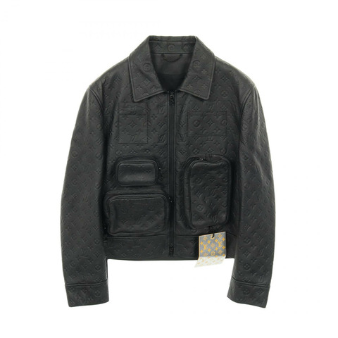 路易威登 Monogram 壓花實用皮革牛仔布黑色二手男款