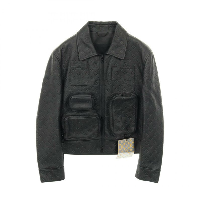 路易威登 Monogram 壓花實用皮革牛仔布黑色二手男款-0