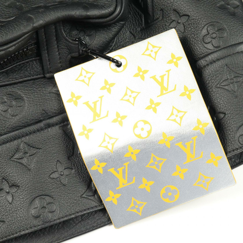 路易威登 Monogram 壓花實用皮革牛仔布黑色二手男款-8