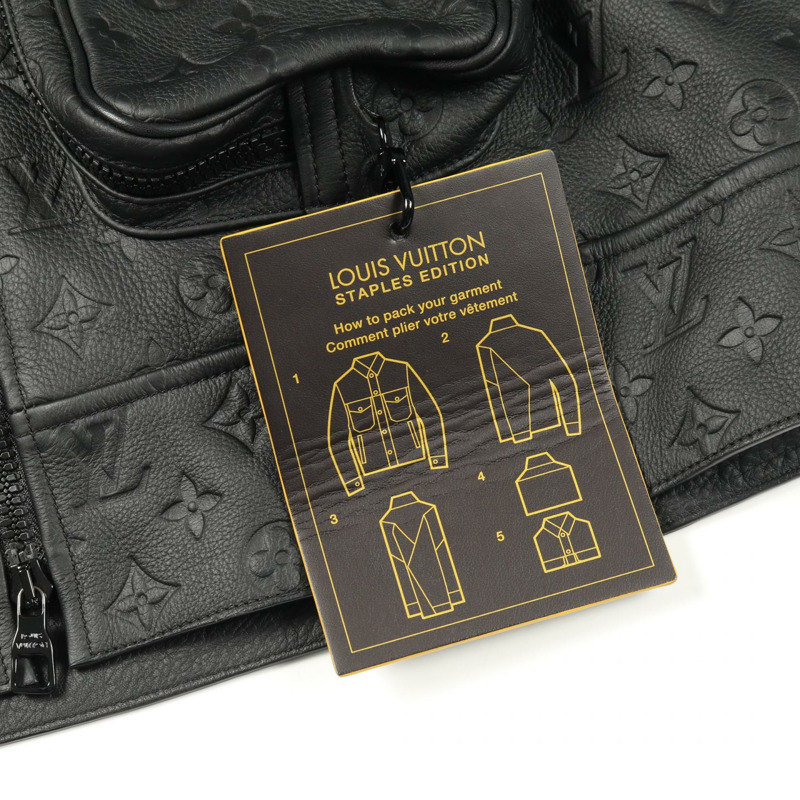 路易威登 Monogram 壓花實用皮革牛仔布黑色二手男款-9