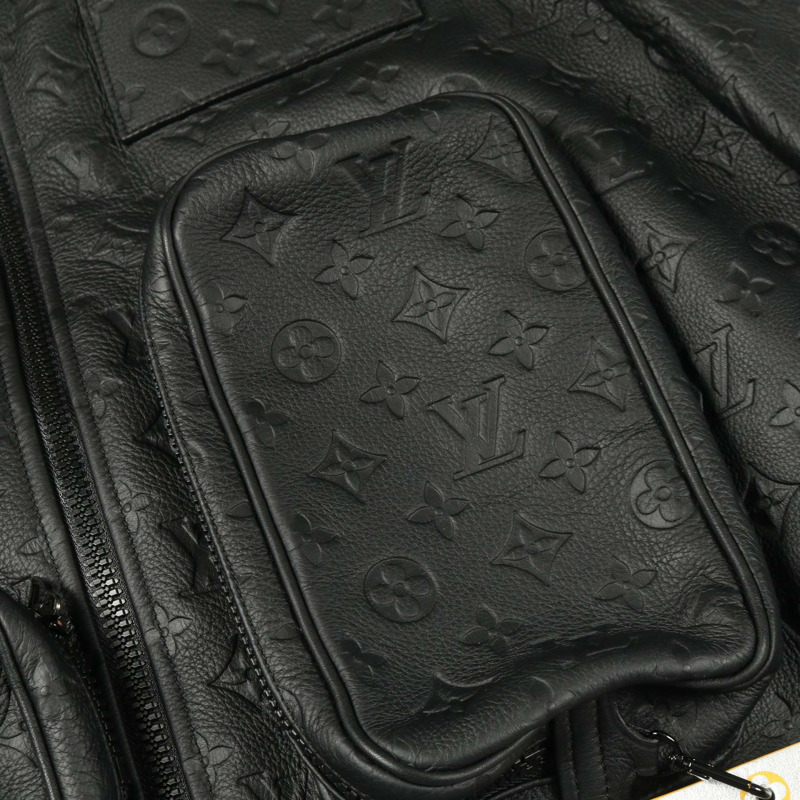 路易威登 Monogram 壓花實用皮革牛仔布黑色二手男款-12