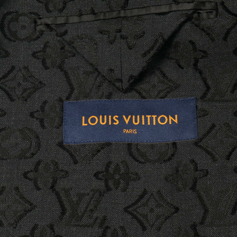 路易威登 (LOUIS VUITTON) 羊毛真絲混紡黑色粗花呢修身夾克 RM221F 二手 男款 #44-2
