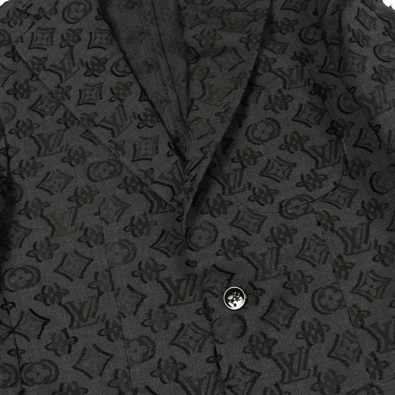 路易威登 (LOUIS VUITTON) 羊毛真絲混紡黑色粗花呢修身夾克 RM221F 二手 男款 #44-6