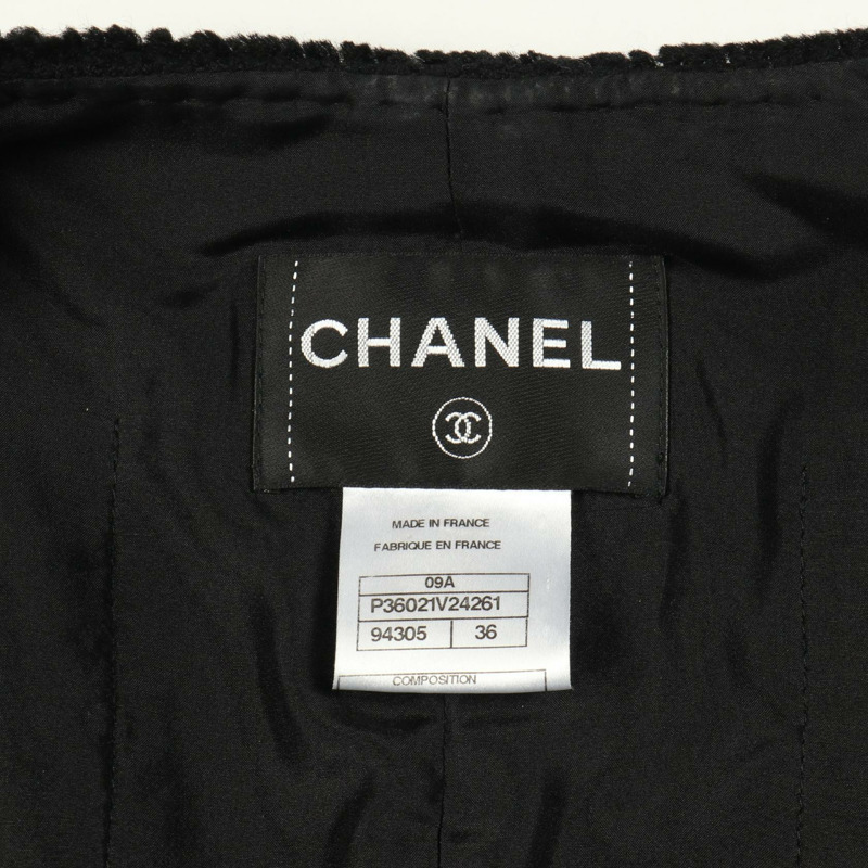 香奈兒 COCO 標誌鷹形紐扣無色外套 P36021V24261 羊毛黑紅色二手女裝-2