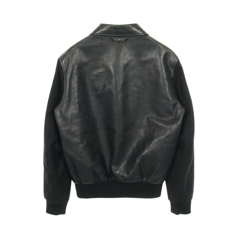 路易威登 Monogram 皮革牛仔羊毛夾克，黑色，二手男士-1